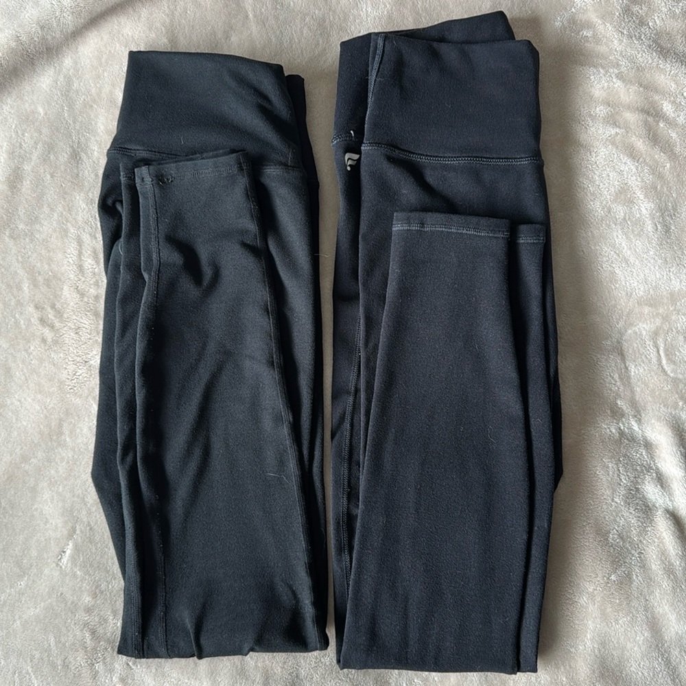2 pairs of Fabletics power hold high waisted black leggins
